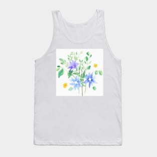 Blue Watercolor Flower Tank Top